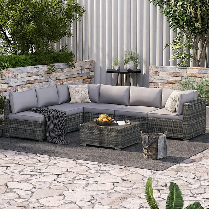 7 Pcs Outdoor Sectional Sofa with 44