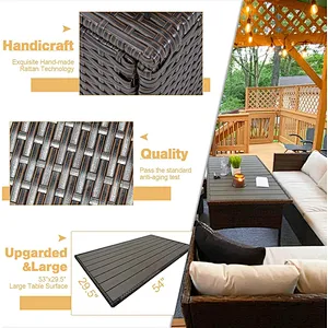 7 Pcs Patio Rattan Sectional Sofa with 44