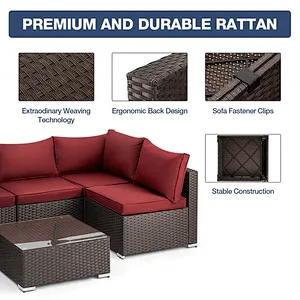 7 Pcs Patio Furniture Set All Weather Sectional Sofa w/ 44