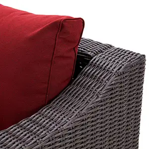 8 Pcs Outdoor Sectional Sofa All-Weather Conversation Set w/ Red Cushion, Coffee Table