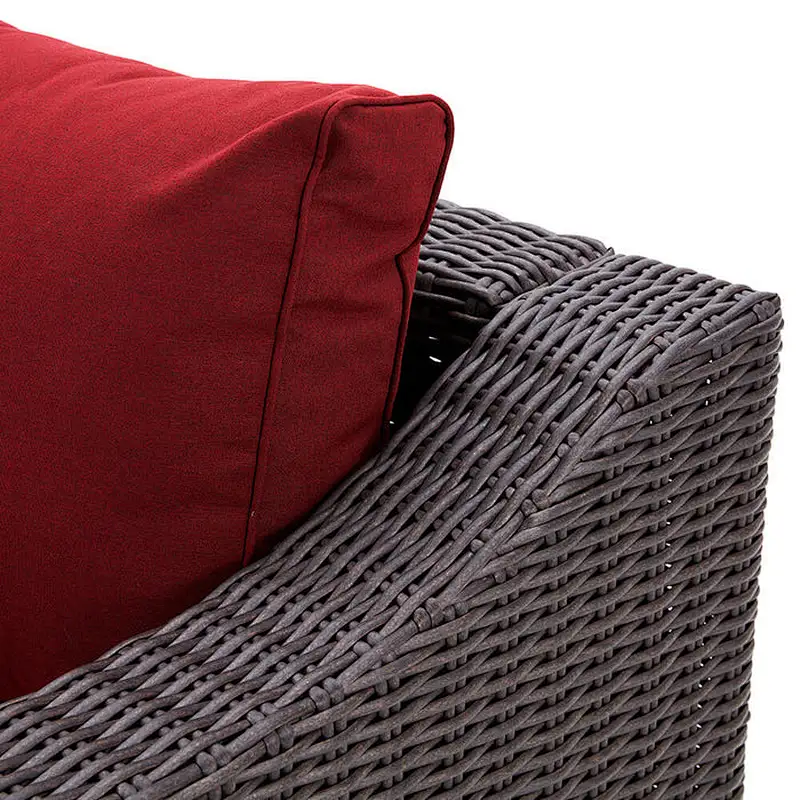 8 Pcs Outdoor Sectional Sofa All-Weather Conversation Set w/ Red Cushion, Coffee Table