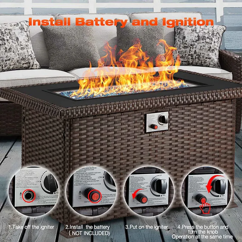 7 Pcs Patio Furniture Set All Weather Sectional Sofa w/ 44