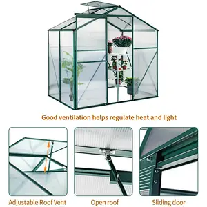 Erommy 4'x6'x6.6' Garden Walk-in Greenhouse with Sliding Door & Roof Vent