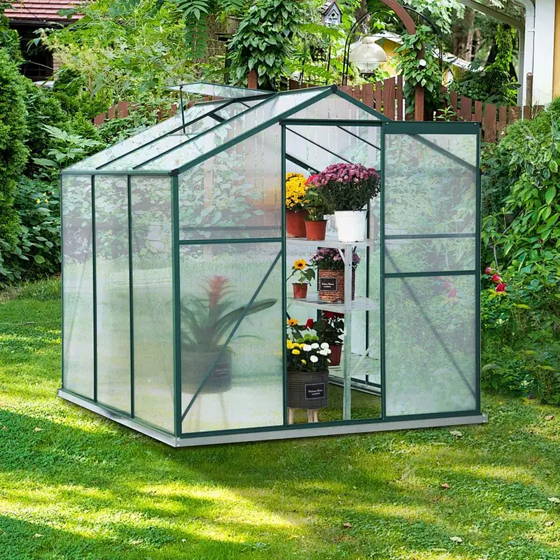 Erommy 8'x6'x6.6' Aluminum Greenhouse Walk-in Garden Plant Greenhouses