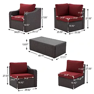 8 Pcs Outdoor Sectional Sofa with 44