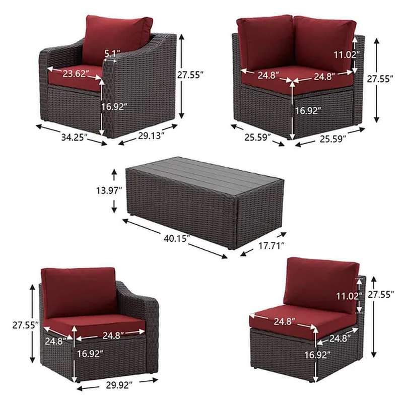 8 Pcs Outdoor Sectional Sofa with 44