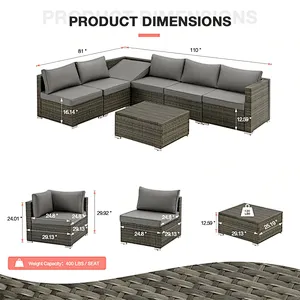 7 Pcs Outdoor Sectional Sofa with 44