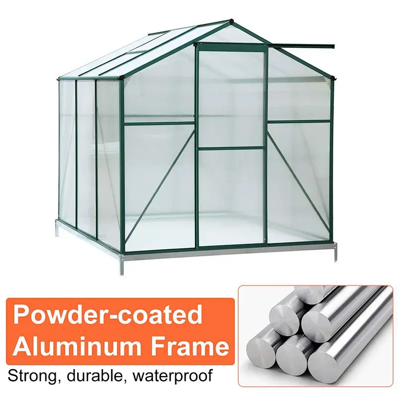 Erommy 6'x6'x6.6' Garden Greenhouse Polycarbonate Walk-in Greenhouses