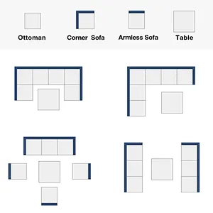 7 Pcs Patio Furniture Set All Weather Sectional Sofa w/ 44