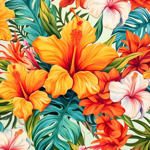 TROPICAL FLOWER AND LEAF PATTERN - Canister and bread bin