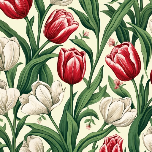 TULIPS丨TULIPS PATTERN丨RED AND PINK TULIPS PATTERN丨TULIPS PATTERN DECAL - Canister and bread bin