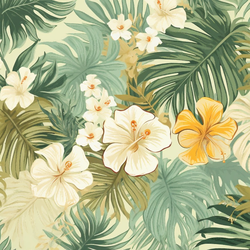LEAF PATTERN丨TROPICAL FLOWER AND LEAF PATTERN丨LEAF PATTERN DECAL - Canister and bread bin