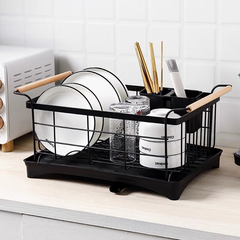 dish storage rack with tray