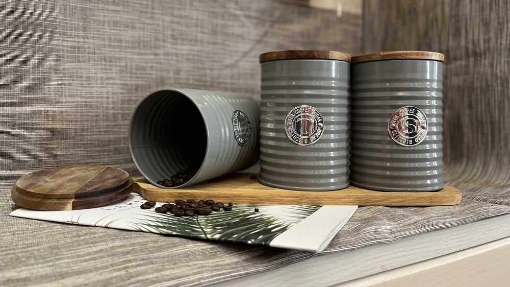 metal tea coffee sugar jar