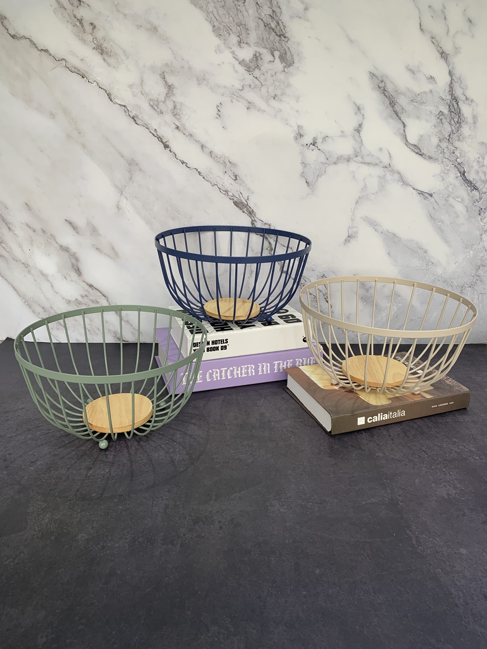 round wire storage basket for the kitchen