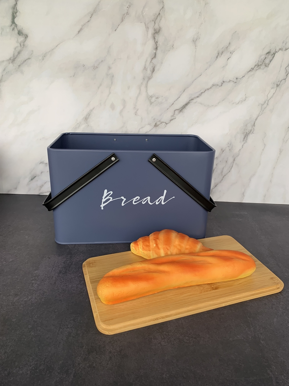 hot sell portable metal blue bread box