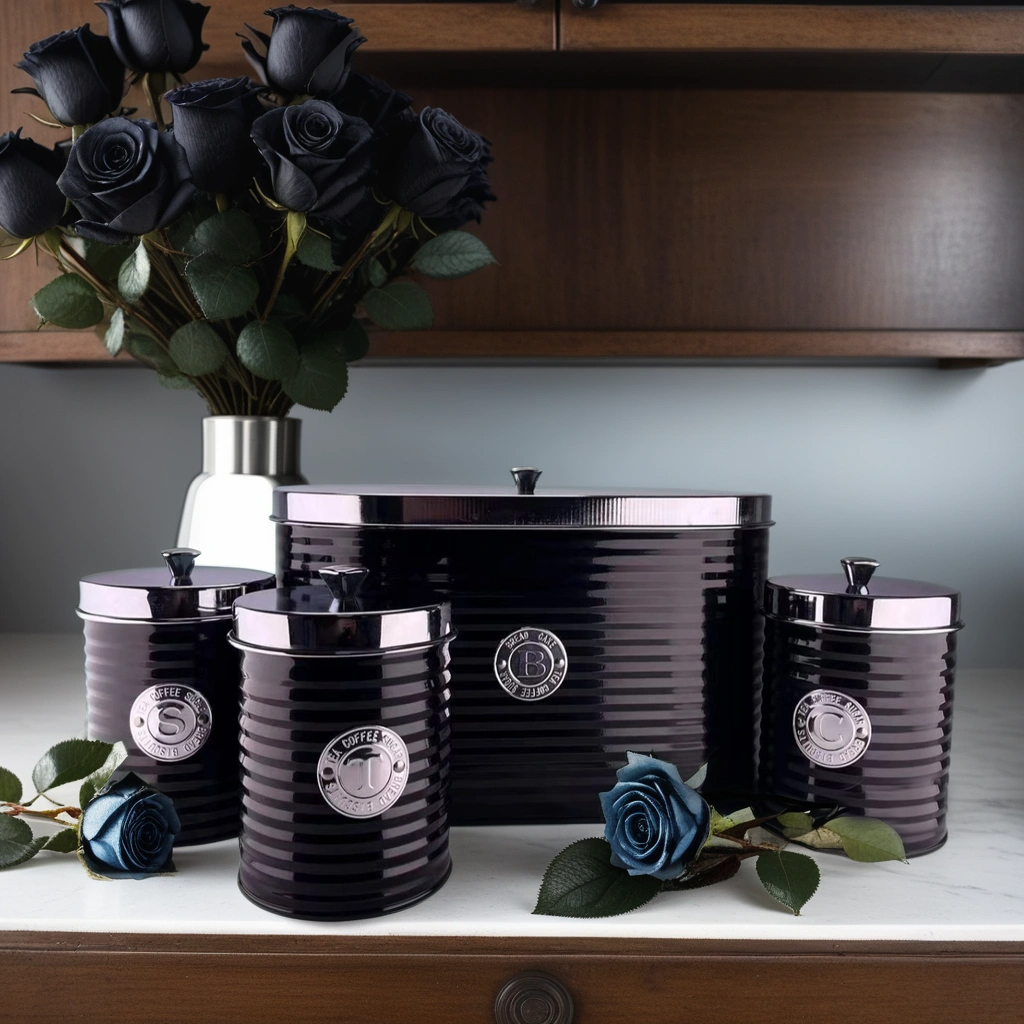 black kitchen canister set
