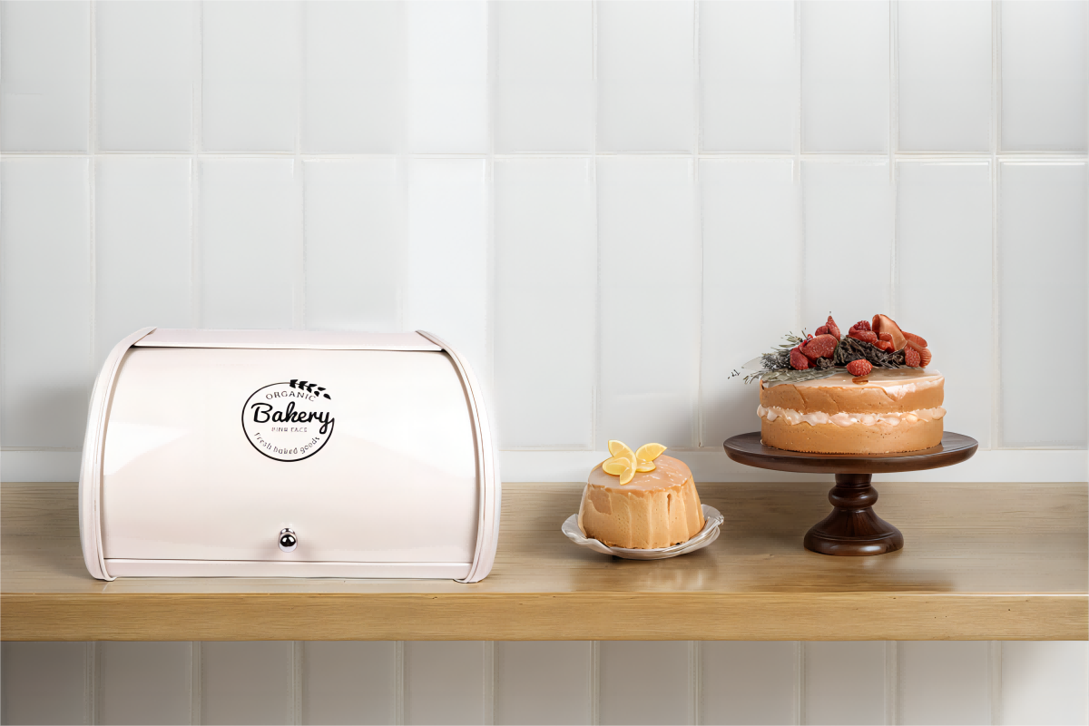 cream bread bin with silkcreen