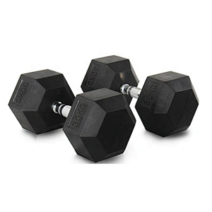 Black Six Angle Rubber Dumbbell Sports Equipment Set