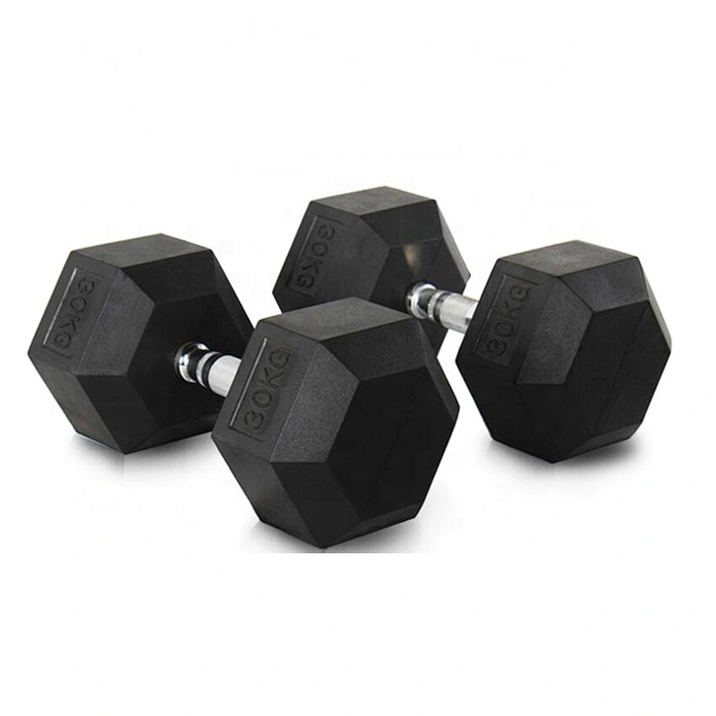 Black Six Angle Rubber Dumbbell Sports Equipment Set