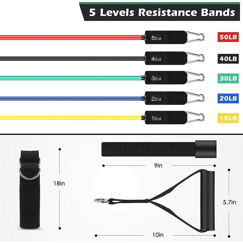 Fitness Accessories Resistance Bands Set Waterproof Carry Bag, Legs Ankle Straps for Resistance Training