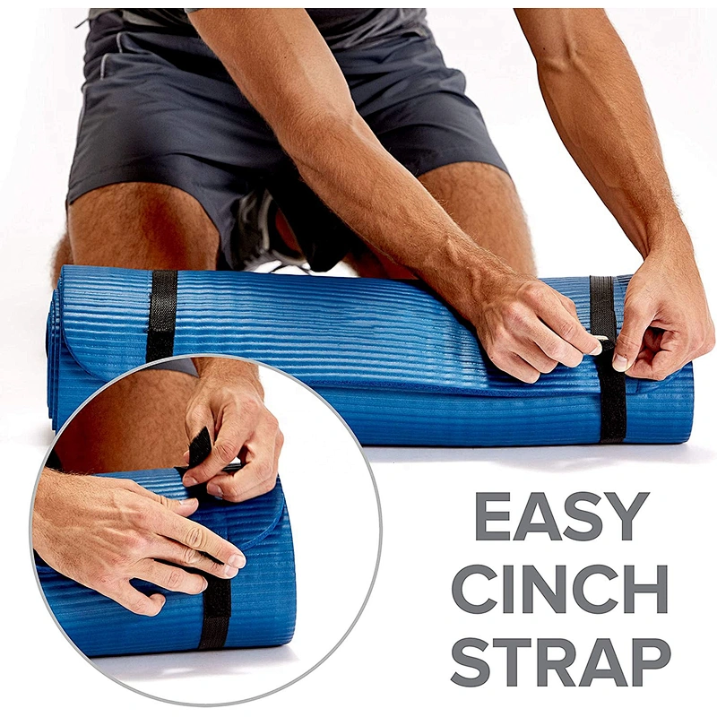 Wholesale High Quality Fitness Accessories Extra Thick High Density Anti-Tear Exercise Yoga Mat With Carrying Strap