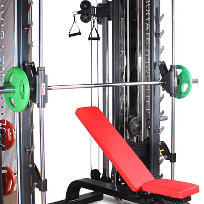 Gym equipment fitness smith machine and cable crossover multi function multi workout station