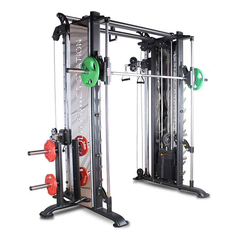 Gym equipment fitness smith machine and cable crossover multi function multi workout station