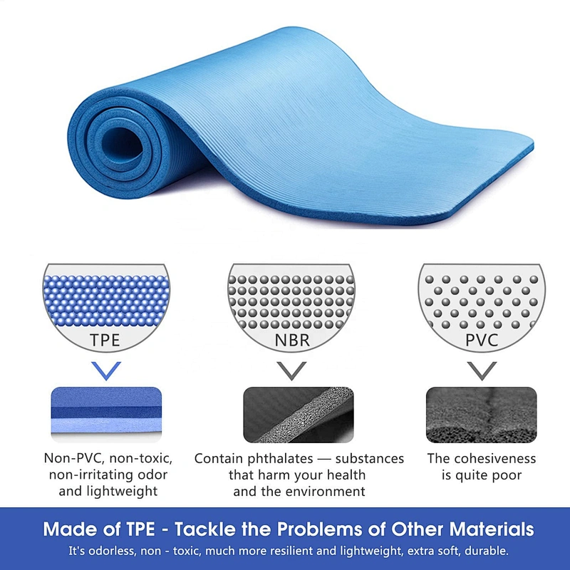Wholesale High Quality Fitness Accessories Extra Thick High Density Anti-Tear Exercise Yoga Mat With Carrying Strap