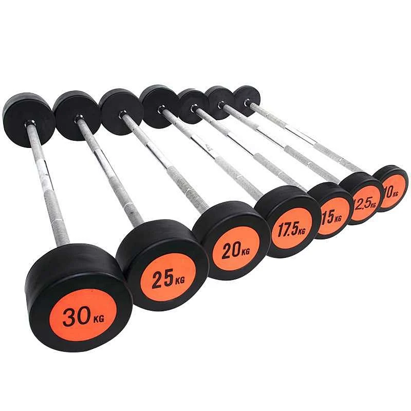 Wholesale Private Label Gym Equipment Black Fixed Rubber Barbell Set