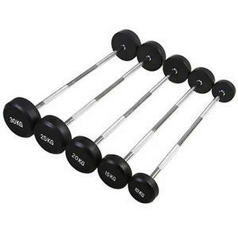Wholesale Private Label Gym Equipment Black Fixed Rubber Barbell Set