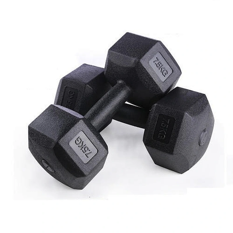 Black Six Angle Rubber Dumbbell Sports Equipment Set