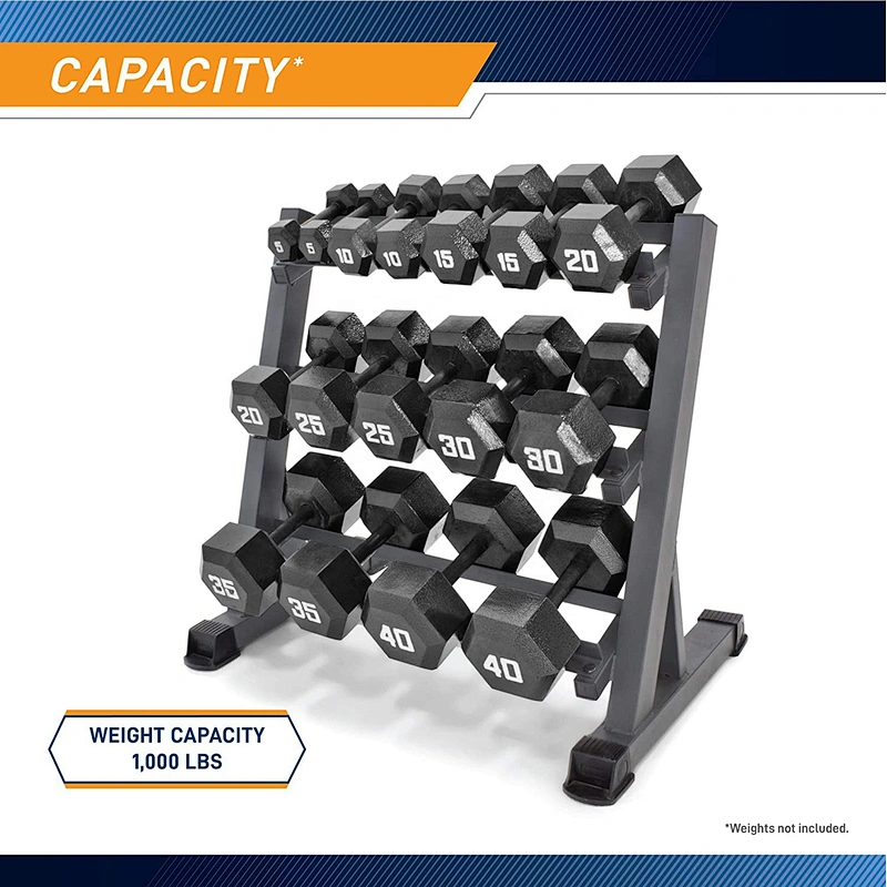 Gym Equipment Fitness Machine 3 Tier Metal Steel Home Workout Gym Dumbbell Weight Rack Storage Stand