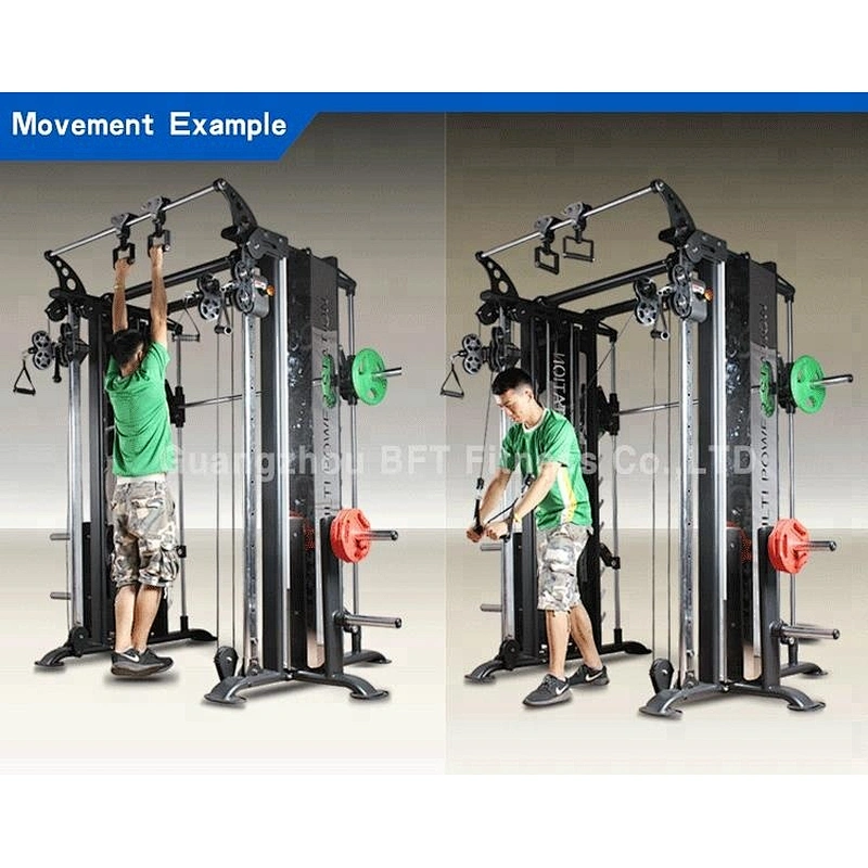 Gym equipment fitness smith machine and cable crossover multi function multi workout station
