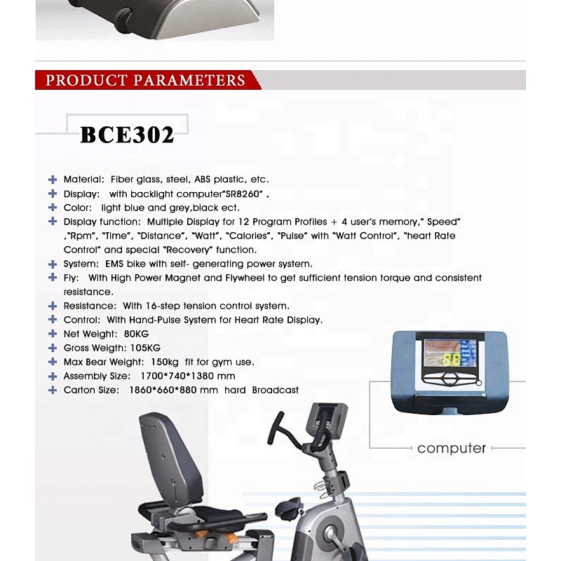 BCE102 Luxurious gym equipment Commercial recumbent bike schwin recumbent exercise bike