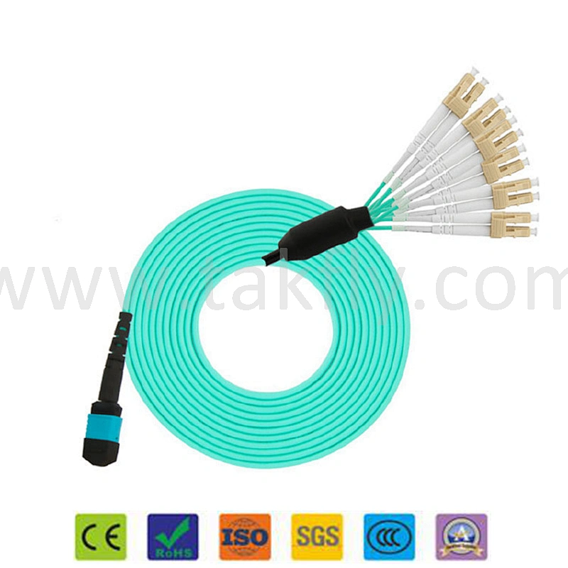 0.35dB Il, LC 0.2dB Il Om3 MPO/MTP 1 to 12 LC Upc Duplex Fibers Breakout 0s2/0m3/0m4impo/MTP Jumper