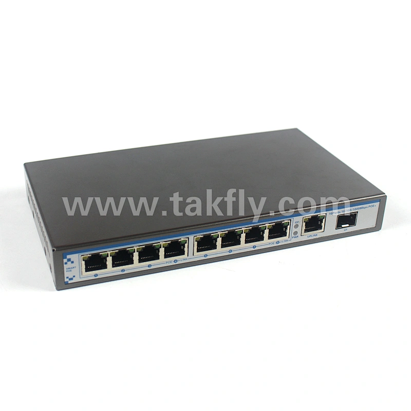 8 Port 10/100/1000M Uplink 2 SFP Port Managed Fiber POE Switch