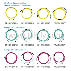 12 Core LC/Sc/St/FC Connector LSZH Round MPO/MTP Fiber Optic OS2/Om2/Om3 MPO/MTP Patch Cord