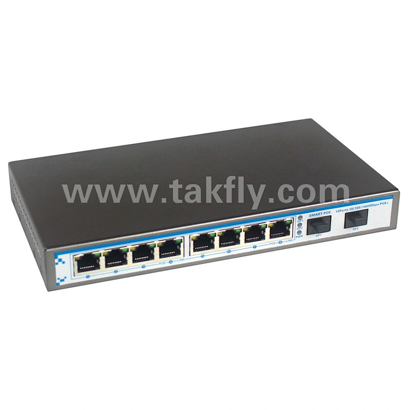 8 Port 10/100/1000M Uplink 2 SFP Port Managed Fiber POE Switch