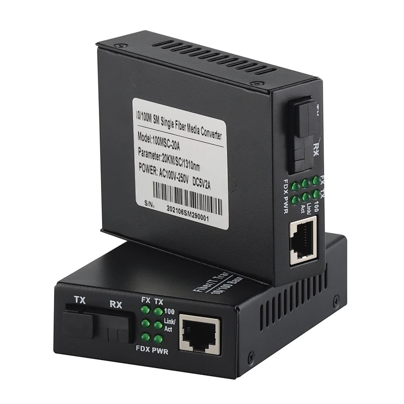100M SC Single Fiber 1310/1550nm 20Km Media Converter