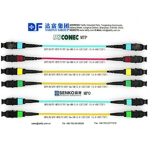Latiguillo MPO-MPO, fibra multimodo OM3, fibra de 12 núcleos para transceptores QSFP + Compatible con MTP