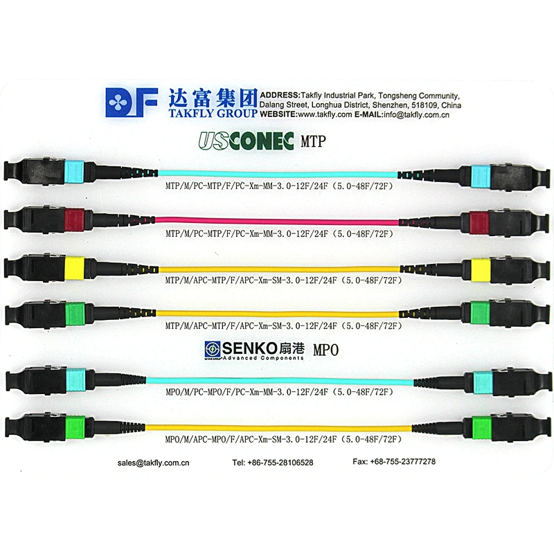 Latiguillo MPO-MPO, fibra multimodo OM3, fibra de 12 núcleos para transceptores QSFP + Compatible con MTP