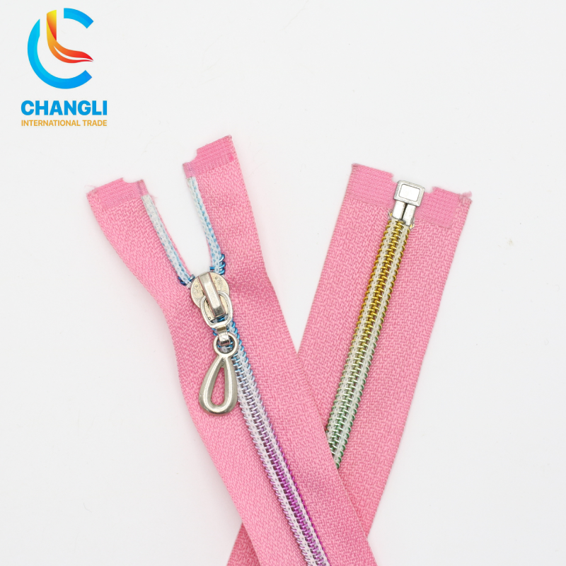 Laser Rainbow Color Nylon Zipper Open End High Quality