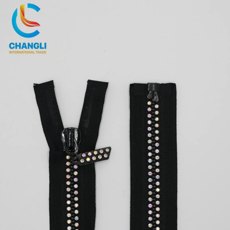 Resin Zipper With Diamond High Quality Open End