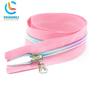 Laser Rainbow Color Nylon Zipper Open End High Quality
