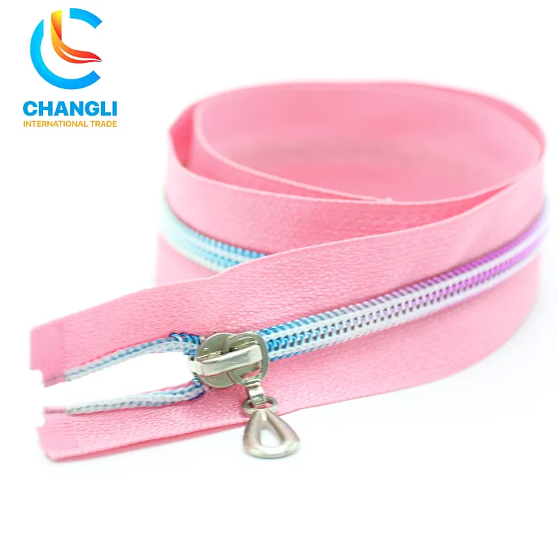 Laser Rainbow Color Nylon Zipper Open End High Quality
