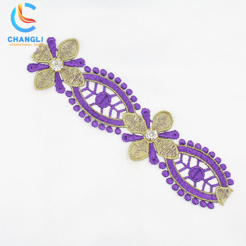 Flower and leaf hand-embroidered lace