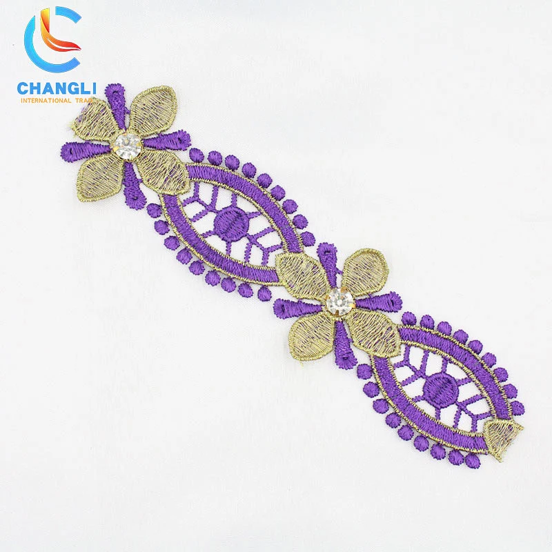 Flower and leaf hand-embroidered lace
