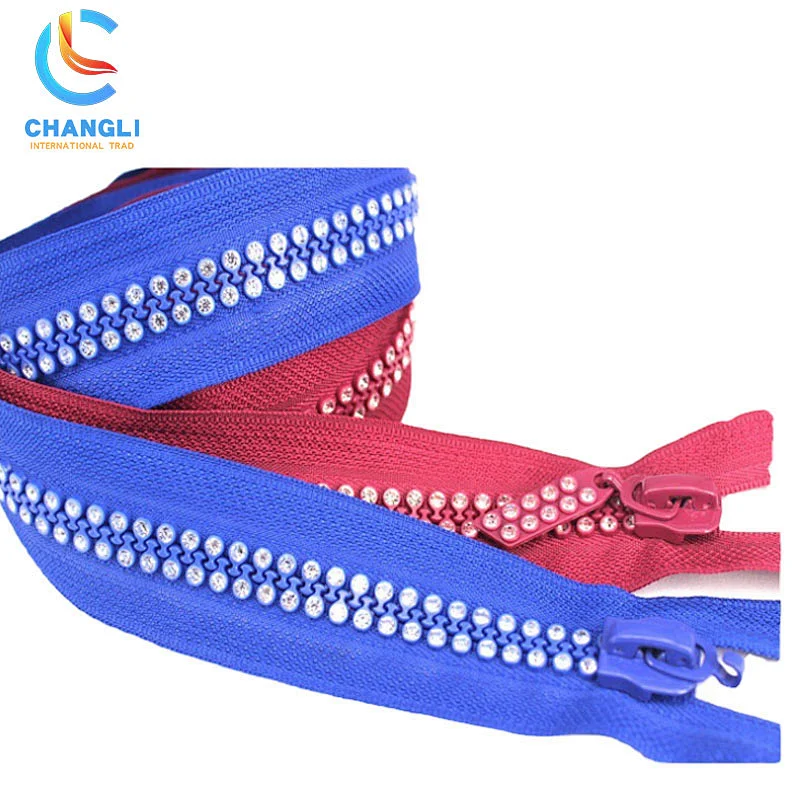 Resin Zipper With Diamond High Quality Open End