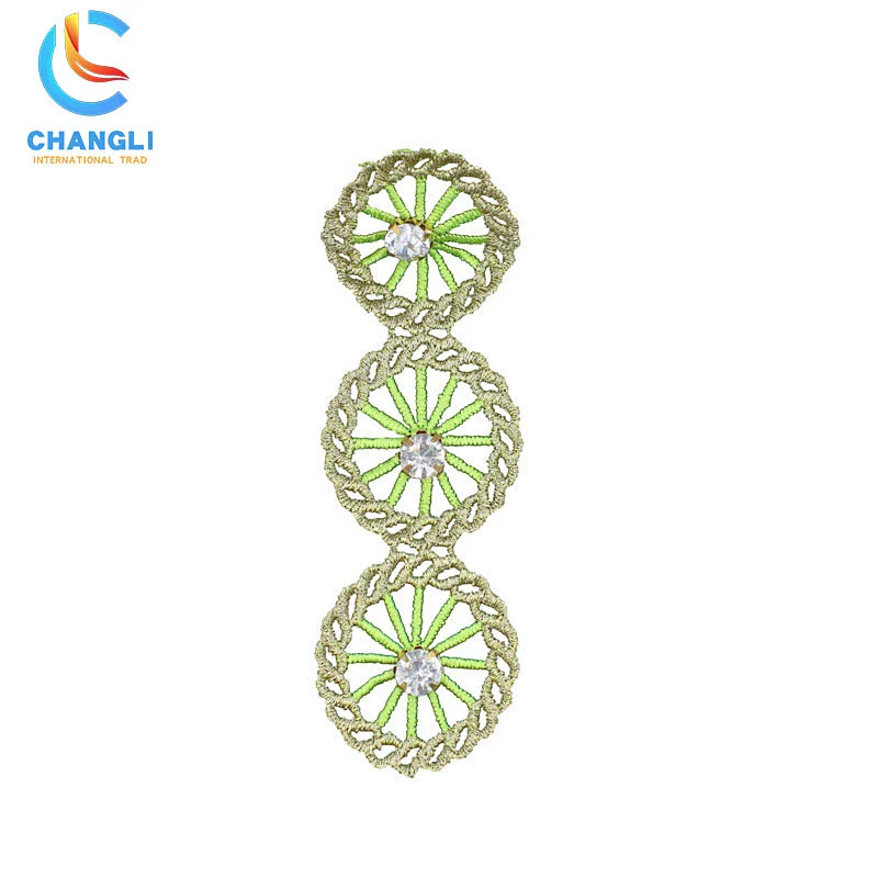 Hand-embroidered lace with diamond wheel